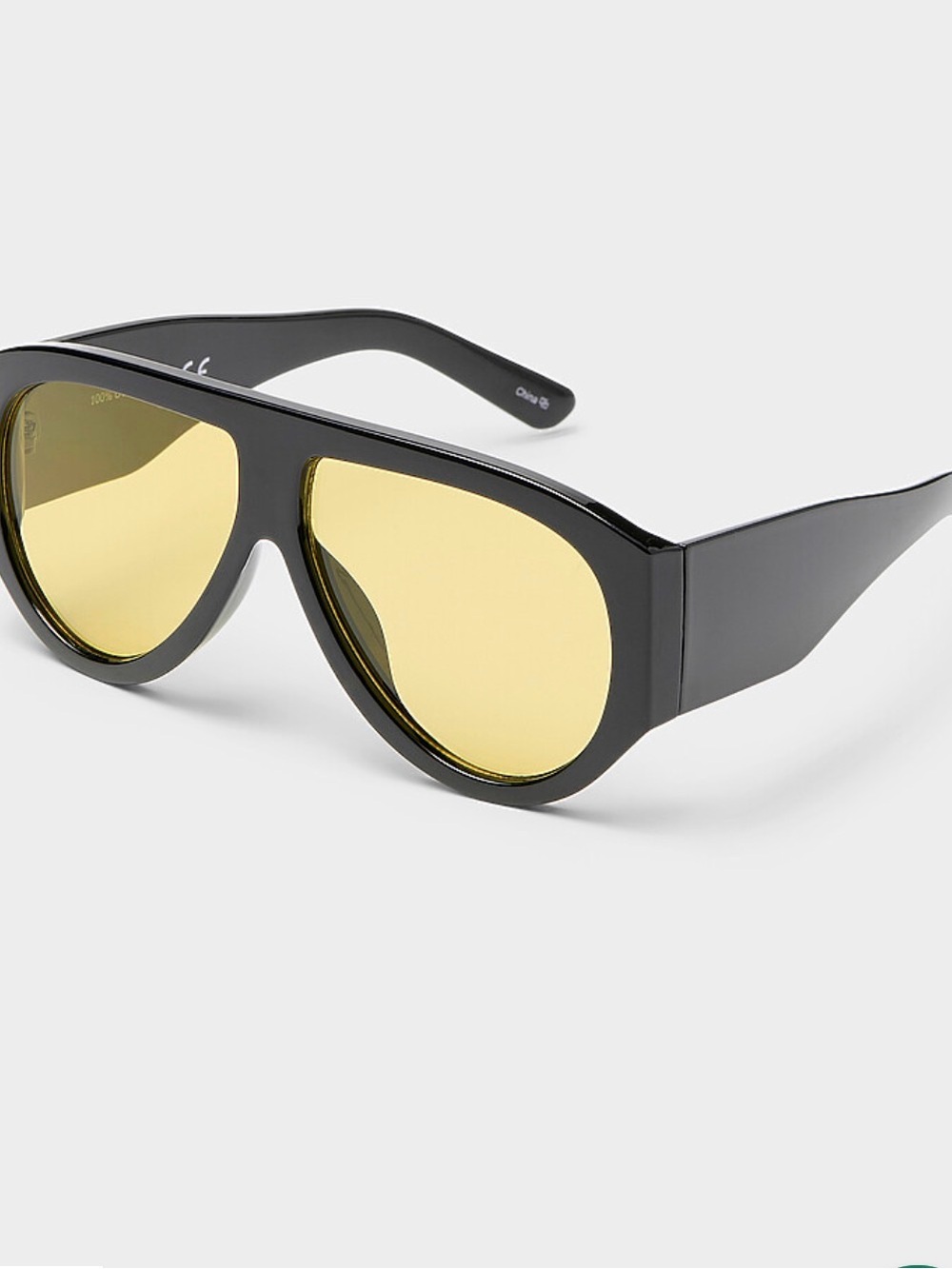 Black Oversized Aviator Sunglasses with Yellow Lenses